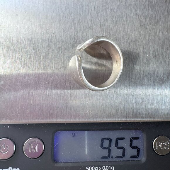 VTG Solid Sterling Silver 925 Rounded Wide Open Tapered Band Ring Size 7 - Picture 8 of 8